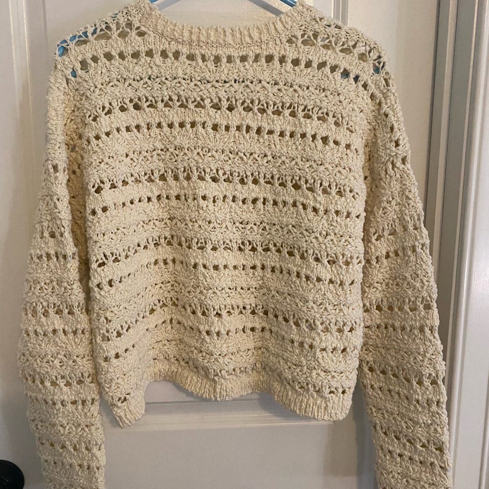 Treasure & Bond Crochet Cream Crop Sweater - Picture 8 of 8
